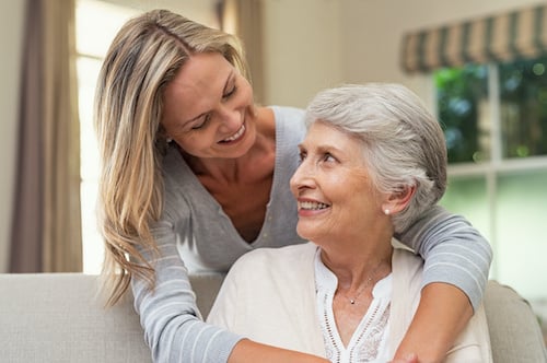 Elderly woman with daughter